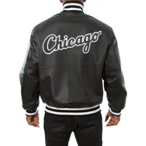Chicago white sox full real leather varsity jacket black 2