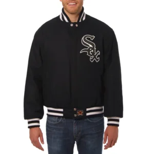Chicago white sox handcrafted logo wool jacket black 1