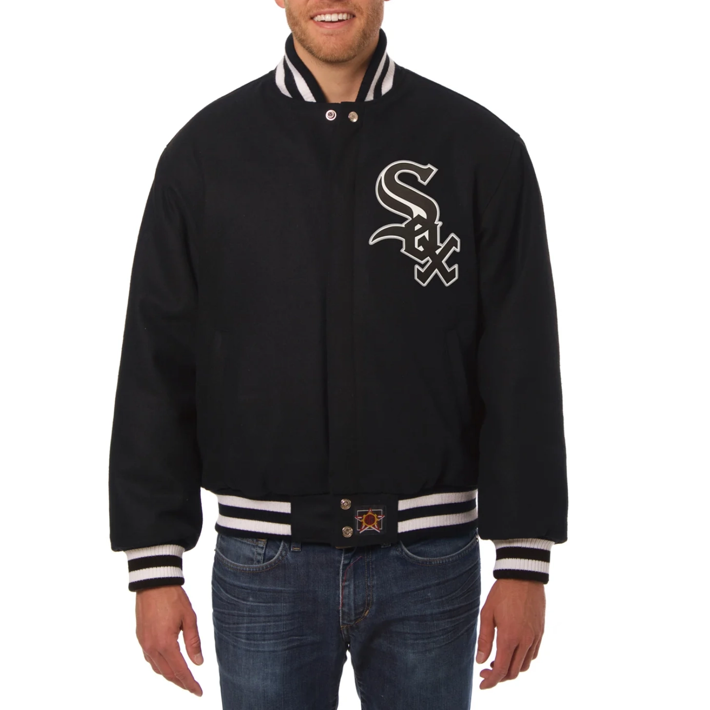 Chicago white sox handcrafted logo wool jacket black 1