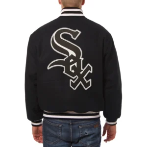 Chicago white sox handcrafted logo wool jacket black 2
