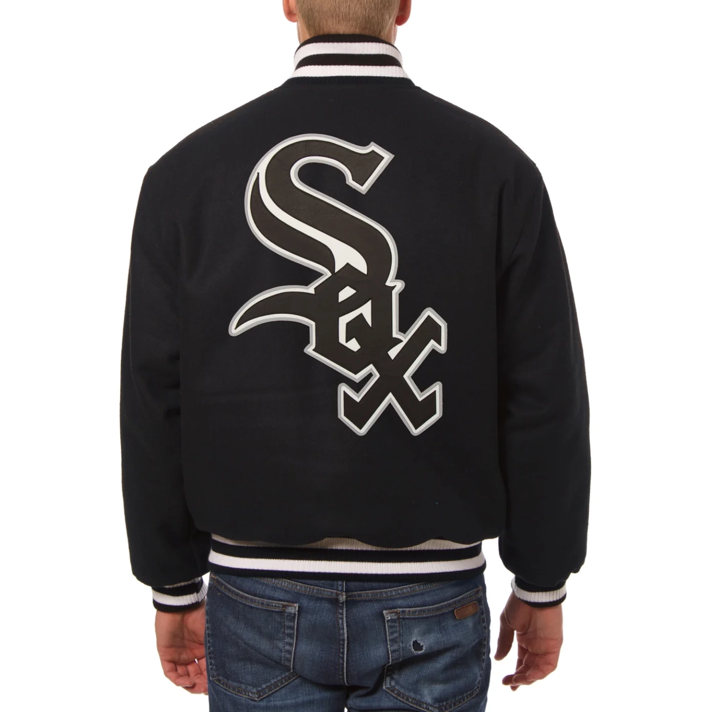 Chicago white sox handcrafted logo wool jacket black 2