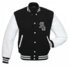 Chicago white sox letterman wool leather varsity jacket blackwhite 1 1