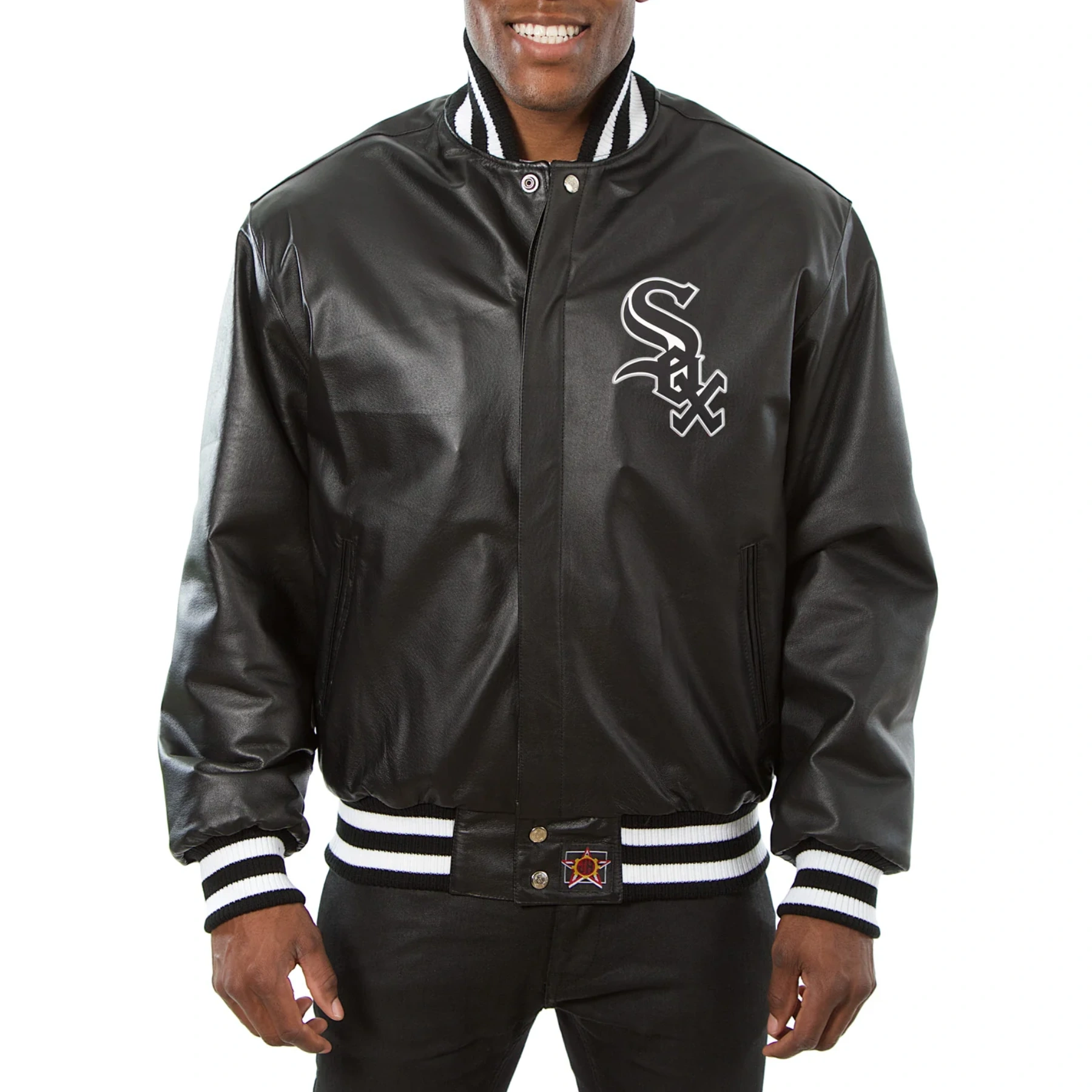 Chicago white sox logo genuine leather varsity jacket black 1