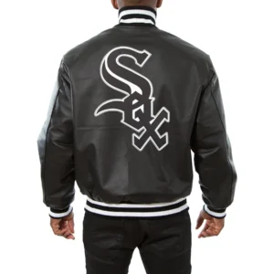 Chicago white sox logo genuine leather varsity jacket black 2