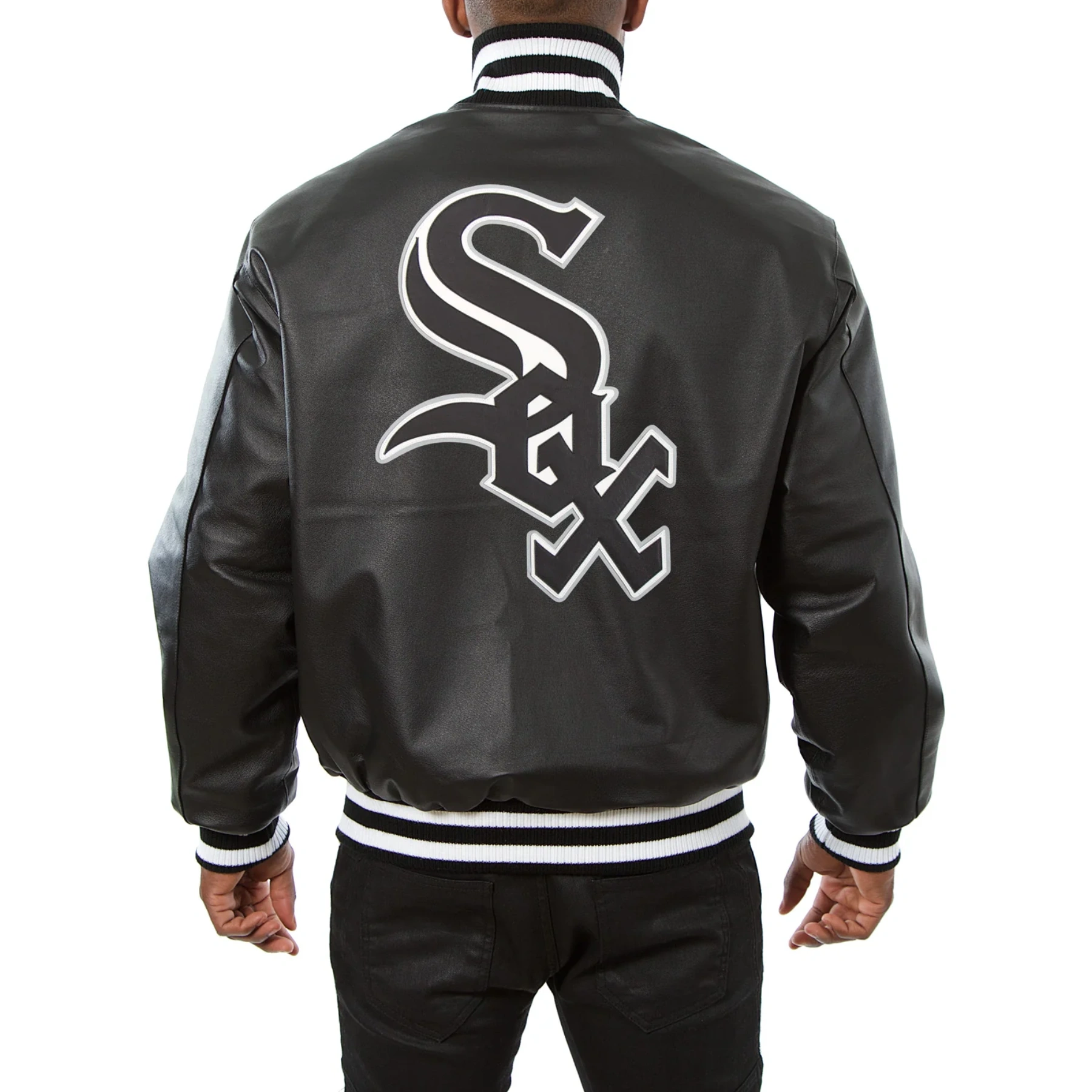 Chicago white sox logo genuine leather varsity jacket black 2
