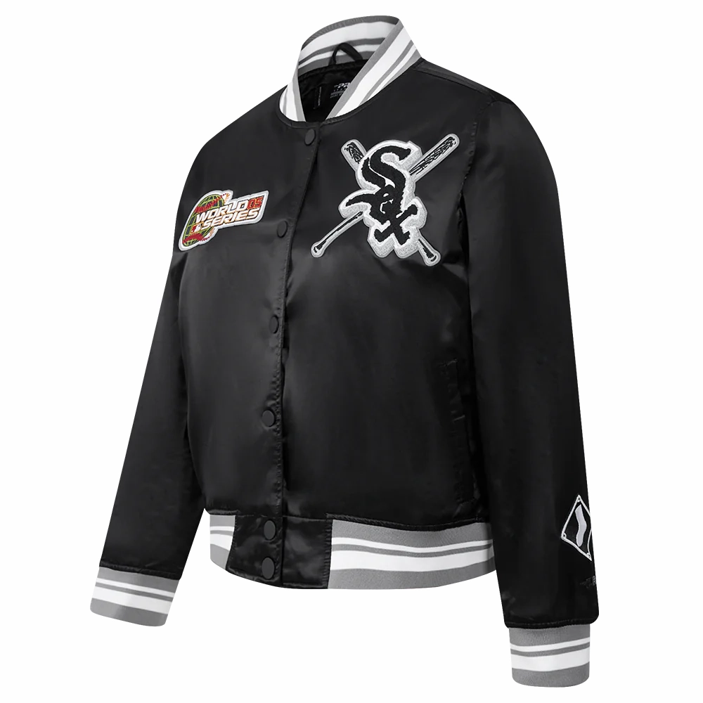 Chicago white sox mashup full snap satin varsity jacket black 1