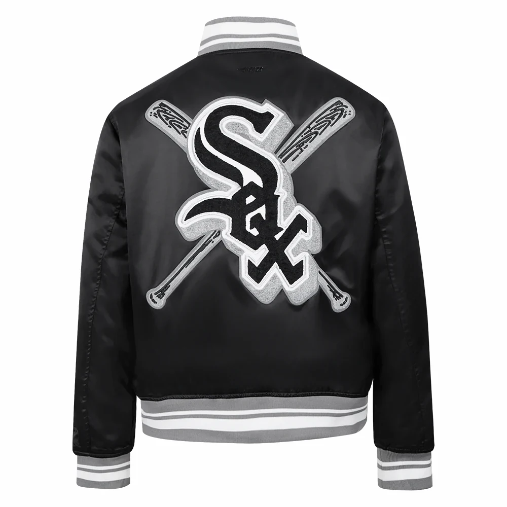 Chicago white sox mashup full snap satin varsity jacket black 2