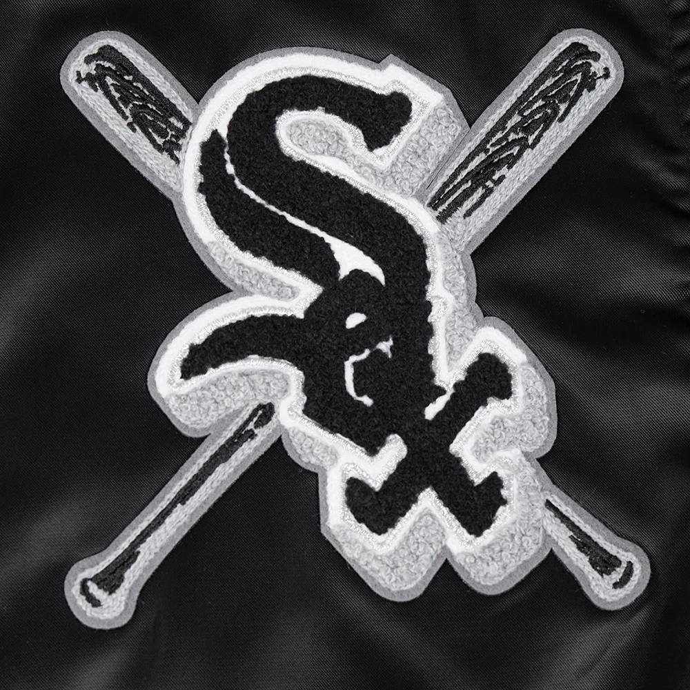 Chicago white sox mashup full snap satin varsity jacket black 3