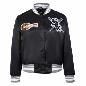 Chicago white sox mashup full snap satin varsity jacket black 5