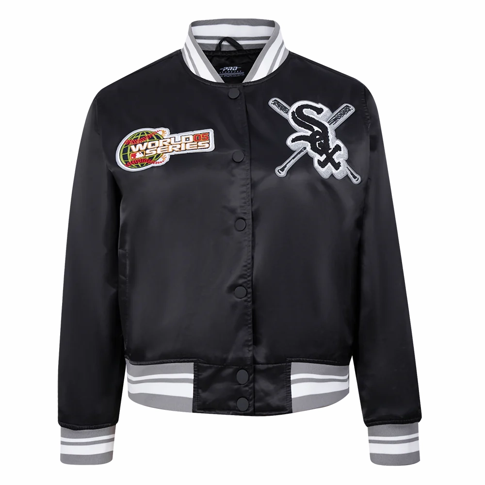 Chicago white sox mashup full snap satin varsity jacket black 5
