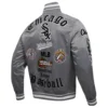 Chicago white sox old english ribbed knitted satin varsity jacket gray 5 1
