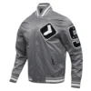 Chicago white sox old english ribbed knitted satin varsity jacket gray 7 1
