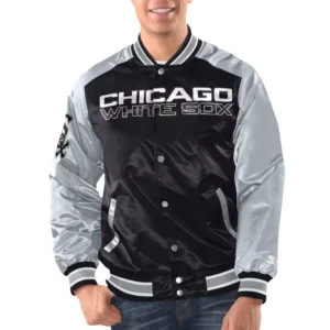 Chicago white sox renegade satin varsity jacket black grey 1