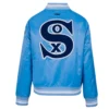 Chicago white sox retro classic full snap satin varsity jacket blue 4