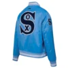 Chicago white sox retro classic full snap satin varsity jacket blue 5