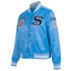Chicago white sox retro classic full snap satin varsity jacket blue 6