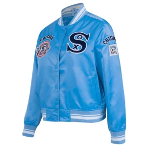 Chicago white sox retro classic full snap satin varsity jacket blue 6