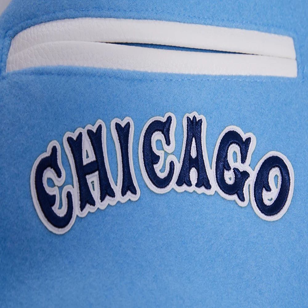 Chicago white sox retro classic wool leather varsity jacket blue white 1