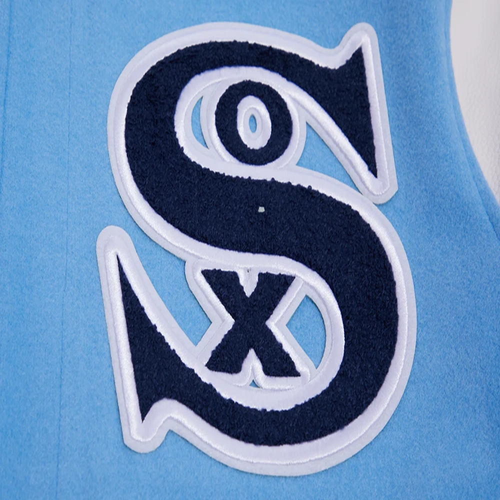 Chicago white sox retro classic wool leather varsity jacket blue white 2