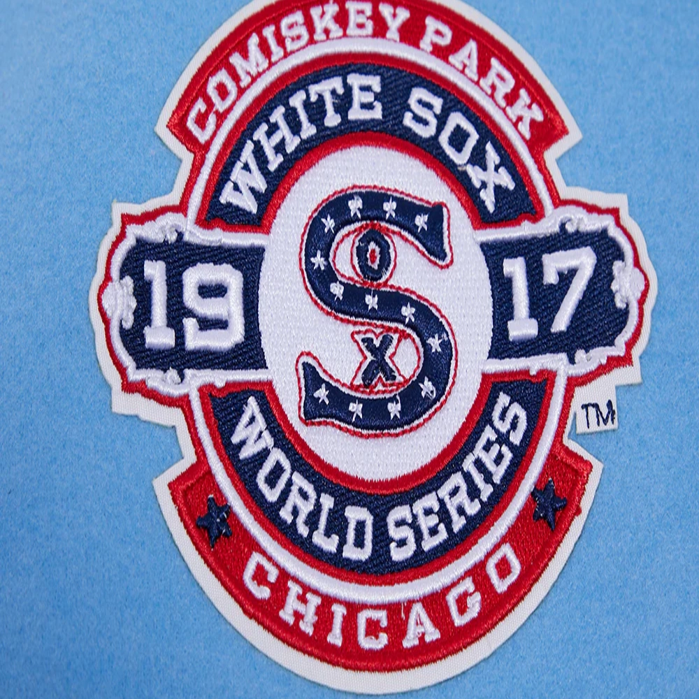 Chicago white sox retro classic wool leather varsity jacket blue white 3