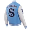 Chicago white sox retro classic wool leather varsity jacket blue white 4