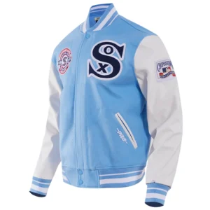 Chicago white sox retro classic wool leather varsity jacket blue white 6