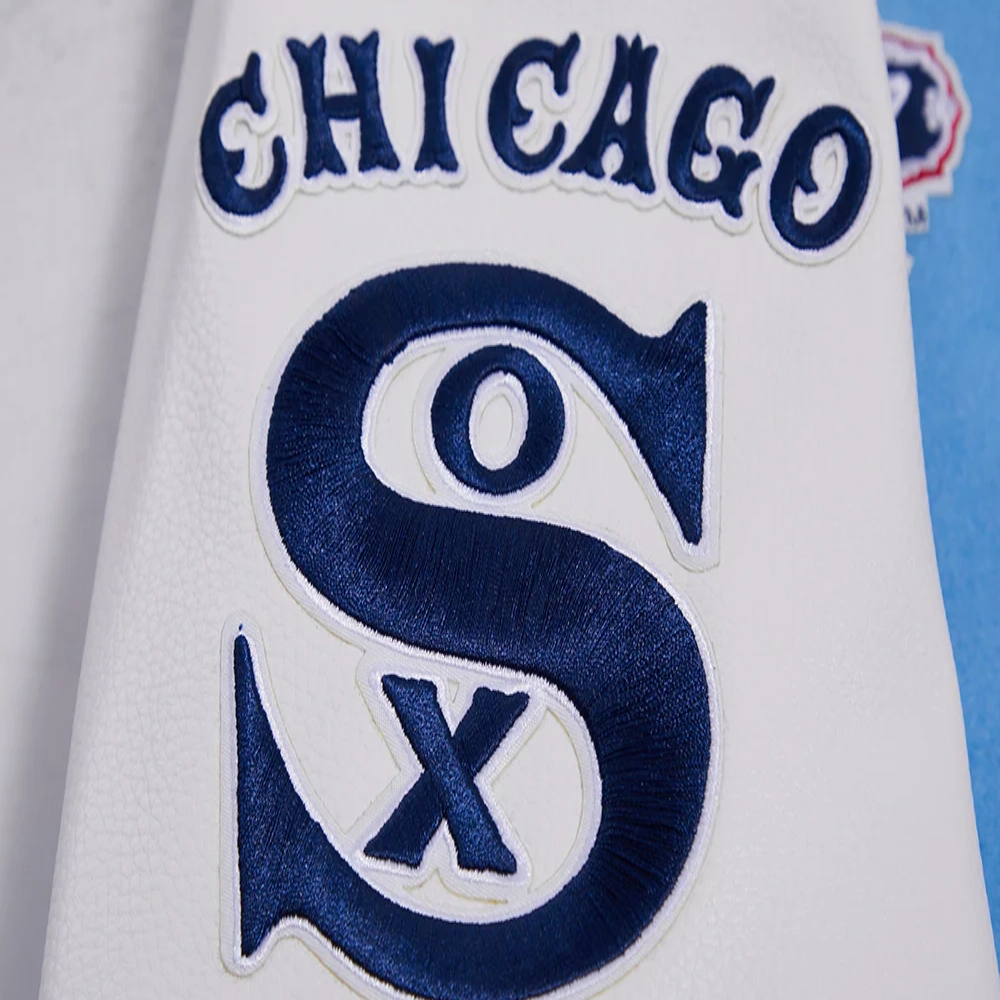 Chicago white sox retro classic wool leather varsity jacket blue white