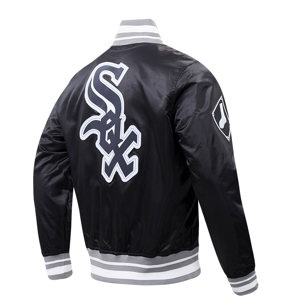 Chicago white sox script tail mens satin jacket black 3