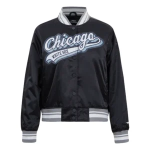 Chicago white sox script tail satin varsity jacket black 1