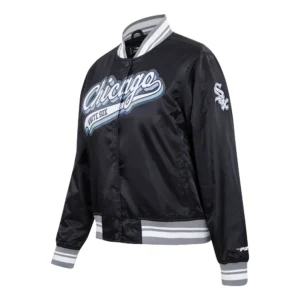 Chicago white sox script tail satin varsity jacket black 2