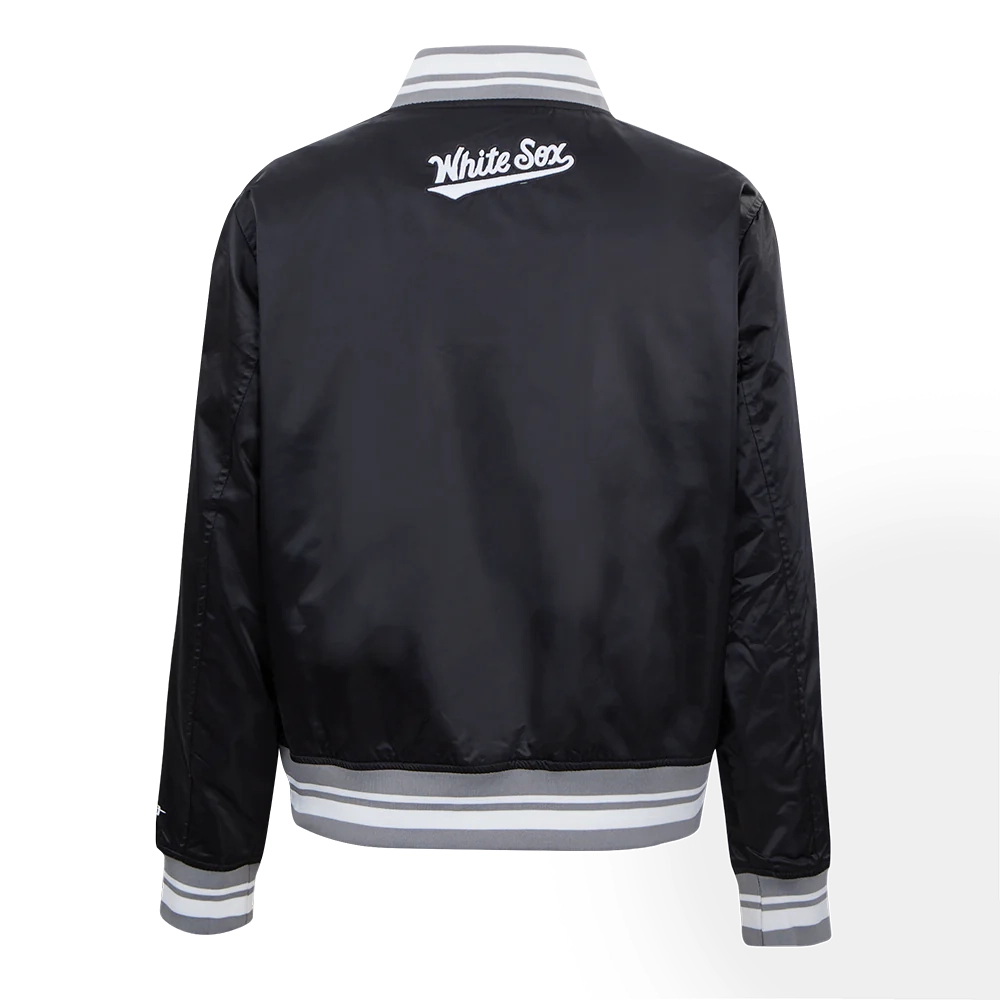 Chicago white sox script tail satin varsity jacket black 3