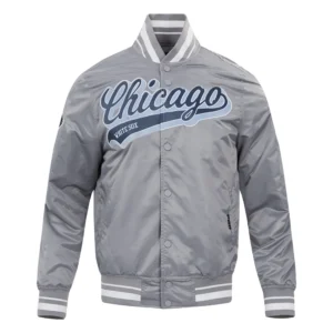 Chicago white sox script tail satin varsity jacket gray 1 1