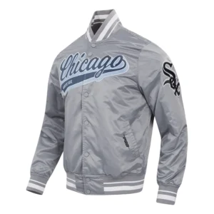 Chicago white sox script tail satin varsity jacket gray 1