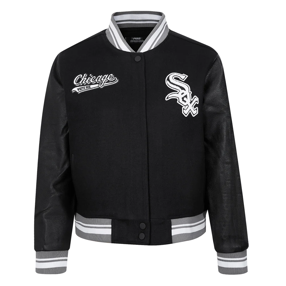 Chicago white sox script tail wool leather varsity jacket 2