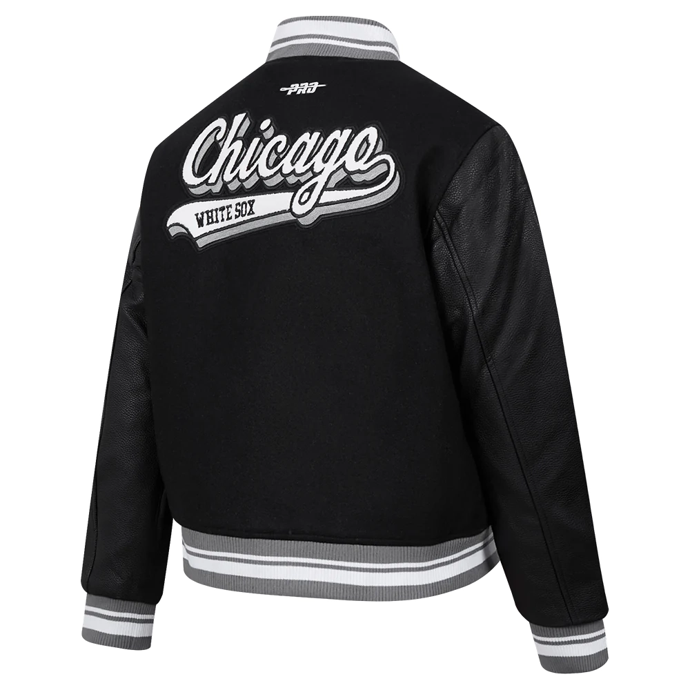 Chicago white sox script tail wool leather varsity jacket 5