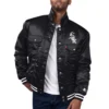Chicago white sox silver tab satin trucker varsity black jacket 1