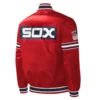 Chicago white sox slider full snap satin varsity jacket red 1