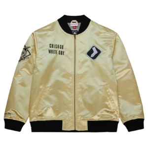 Chicago white sox team og 20 full zip satin varsity jacket gold 1
