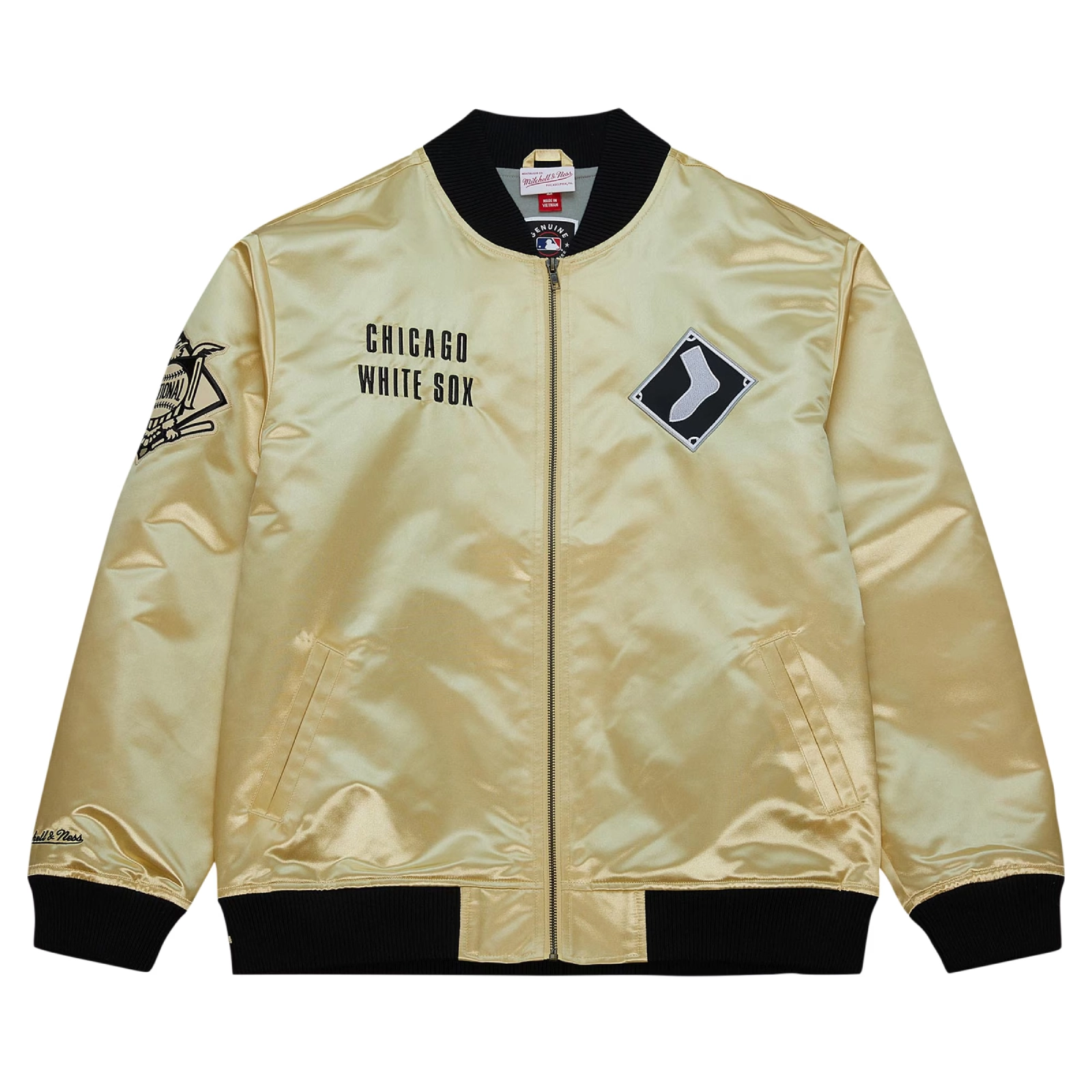 Chicago white sox team og 20 full zip satin varsity jacket gold 1