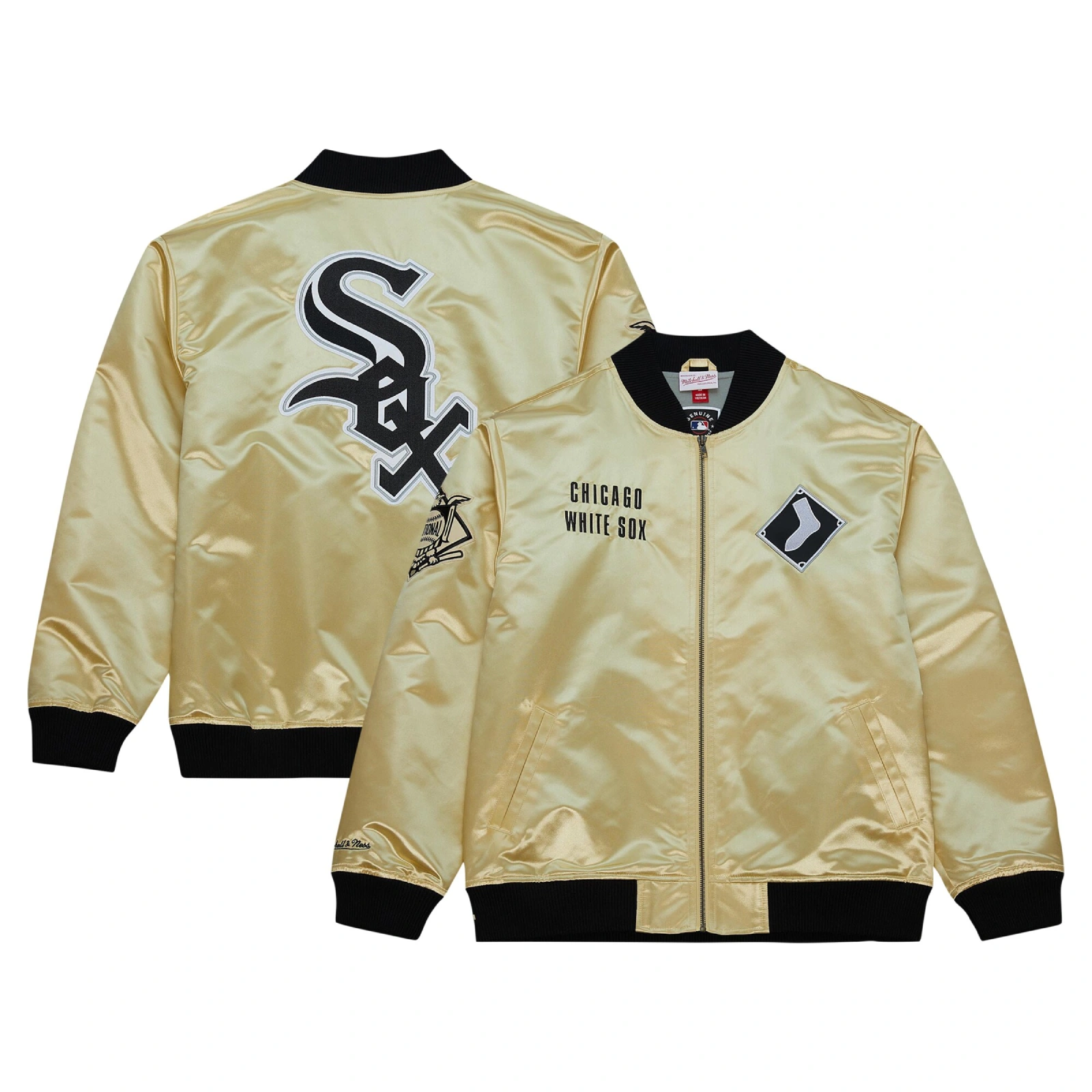 Chicago white sox team og 20 full zip satin varsity jacket gold 9