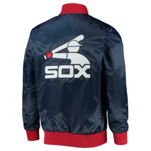 Chicago white sox the ambassador full snap satin varsity jacket navy 1