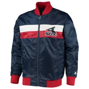 Chicago white sox the ambassador full snap satin varsity jacket navy 2
