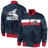 Chicago white sox the ambassador full snap satin varsity jacket navy 3