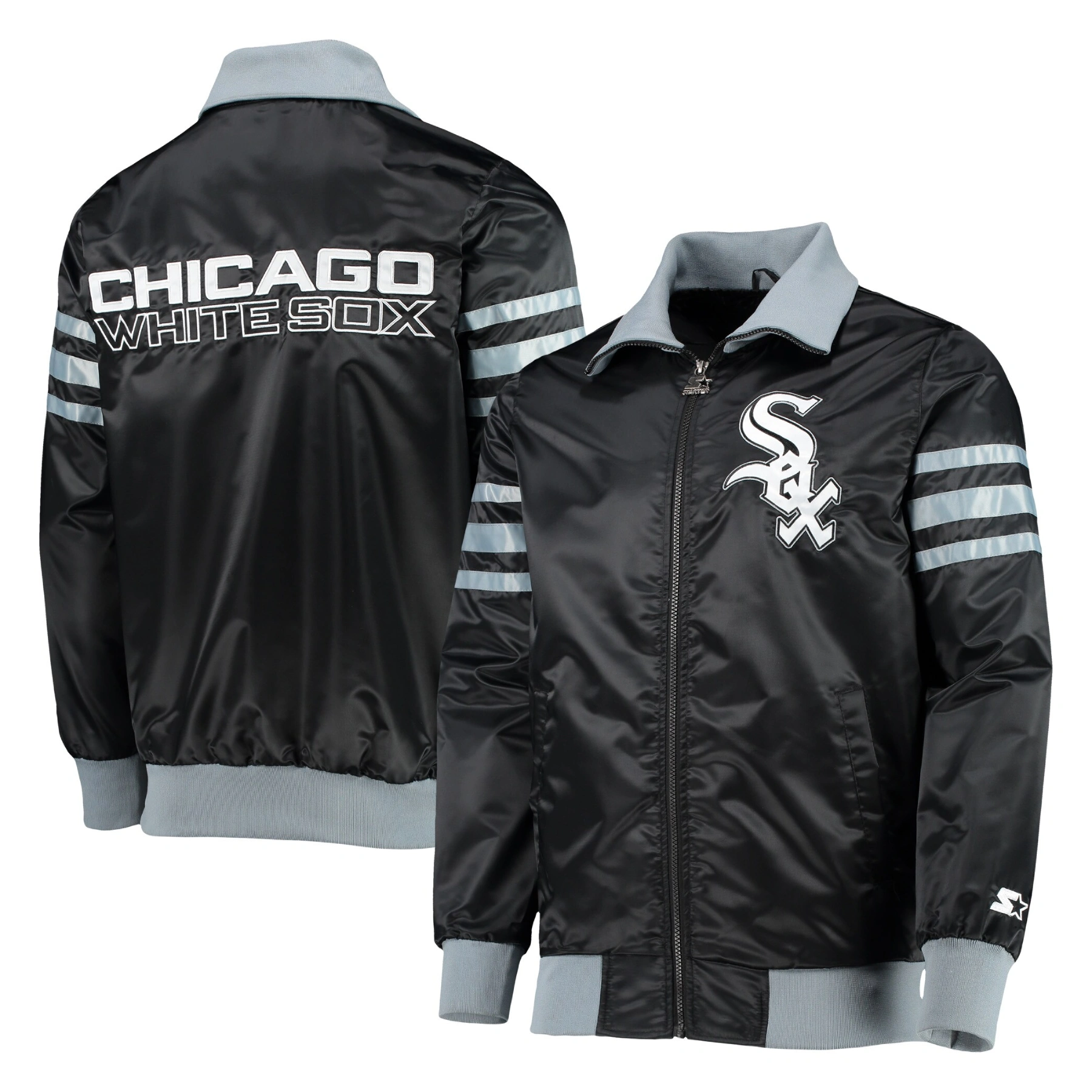Chicago white sox the captain ii satin varsity jacket black 4