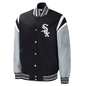 Chicago white sox title holder full snap varsity jacket black grey 1