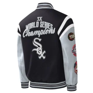 Chicago white sox title holder full snap varsity jacket black grey 2