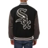 Chicago white sox two tone handcrafted logo wool varsity jacket black gray 2