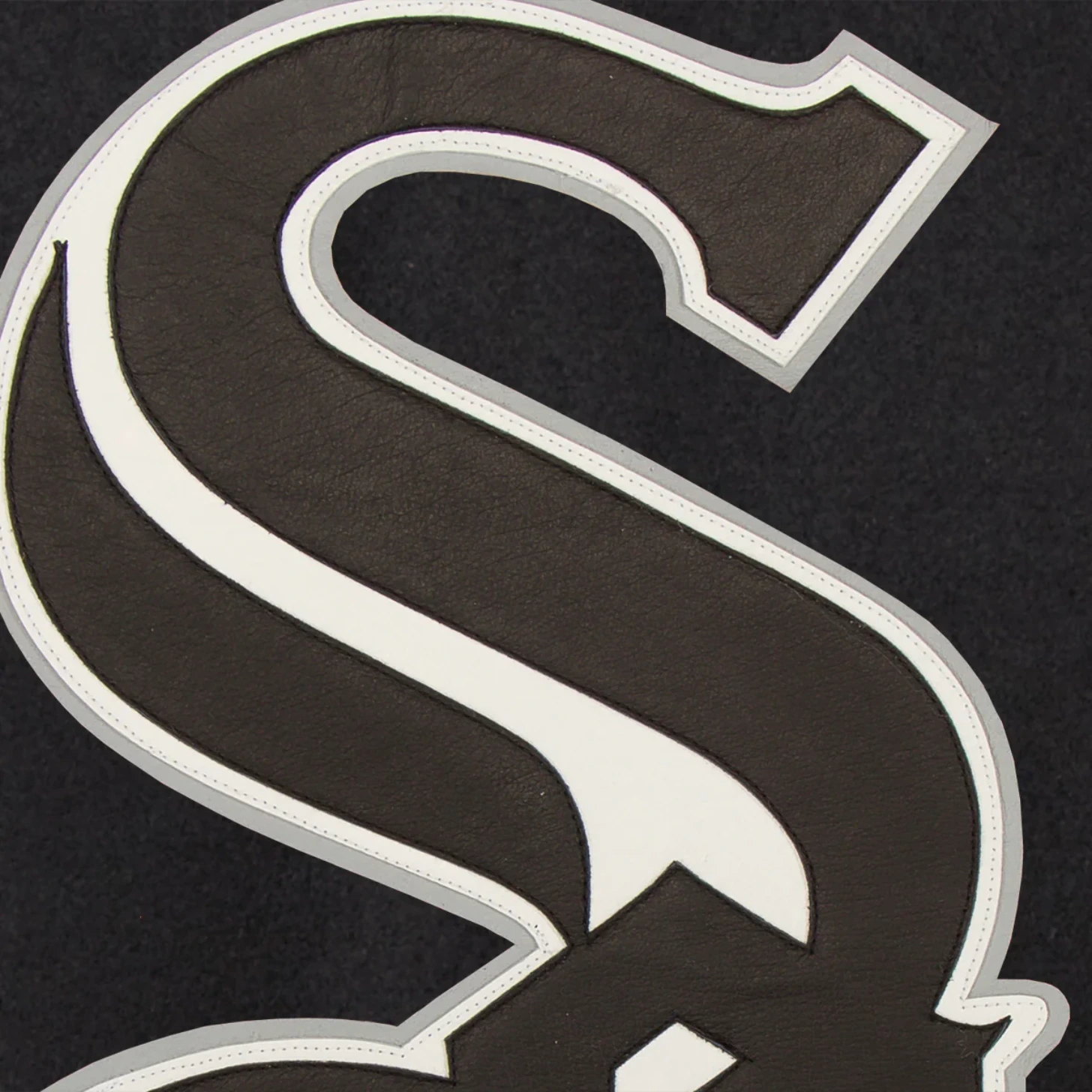 Chicago white sox two tone handcrafted logo wool varsity jacket black gray 3
