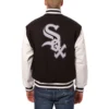 Chicago white sox two tone real wool leather varsity jacket black white 1 1 1