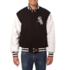 Chicago white sox two tone real wool leather varsity jacket blackwhite 1